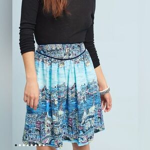 52 Conversations by Anthropologie Colloquial A-Line Skirt Venice Seascape size 2